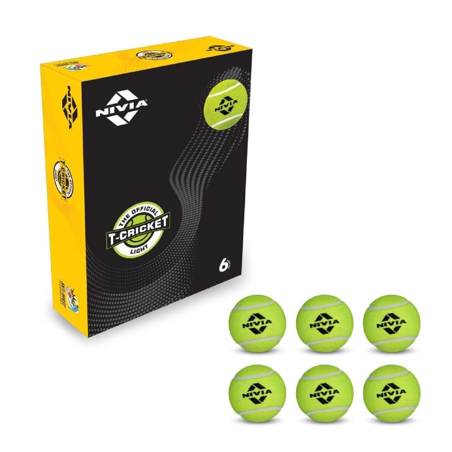 Nivia Heavy Yellow Cricket Tennis Ball (Pack of 6)